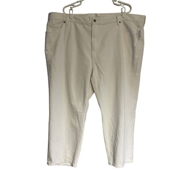 Old Navy Women Plus SZ 24 White High Rise Slouchy Straight Denim Jeans NWT - Picture 2 of 10